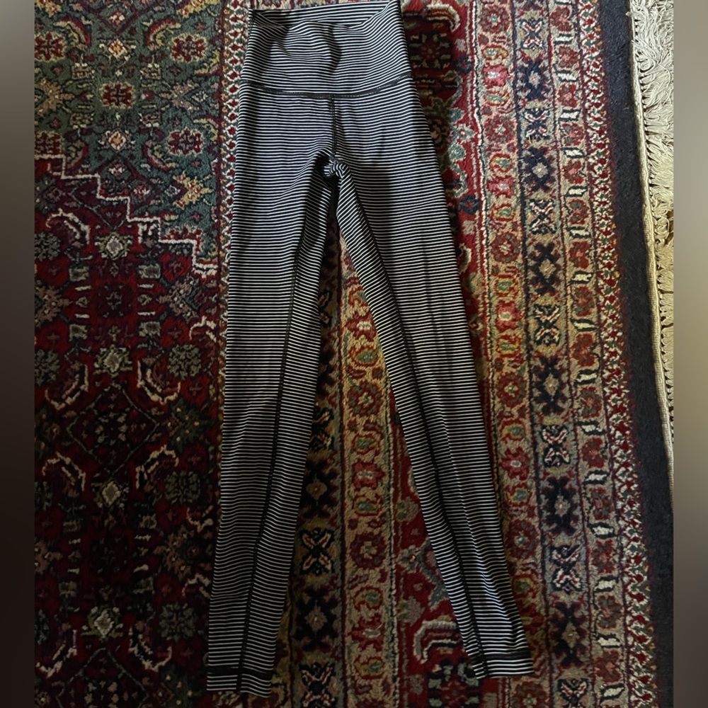 Lululemon black and white striped leggings